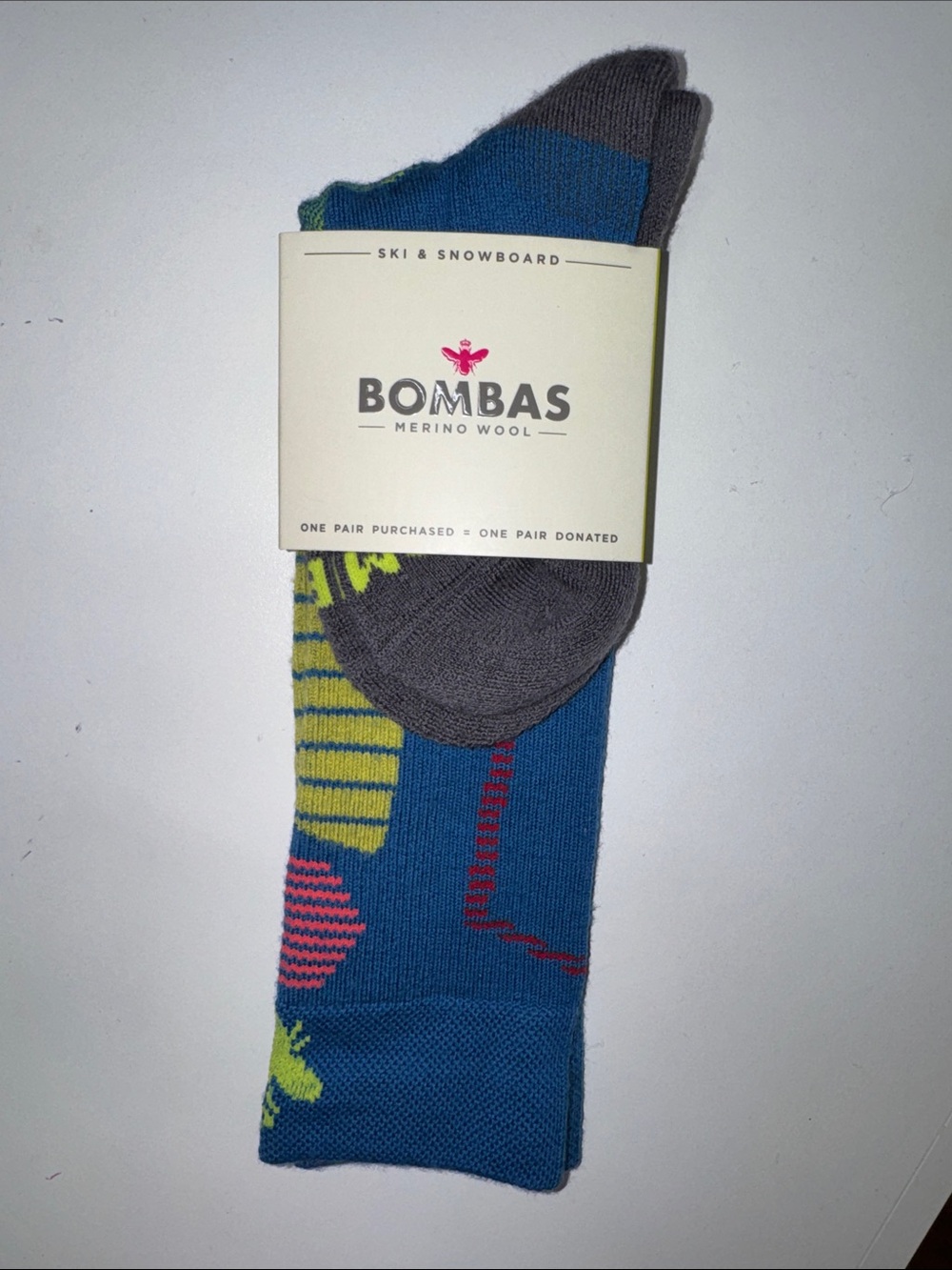 Bombas Merino Wool Ski & Snowboard Socks - Blue, Gray, Lime, Pink